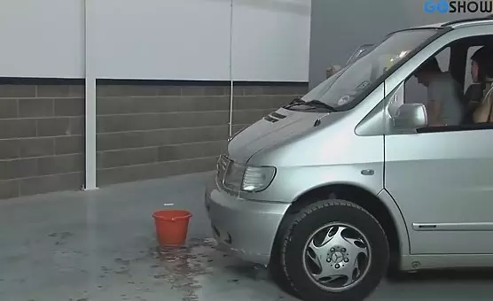 Wild Threesome at Car Wash Orgy Blonde and Brunette Fling